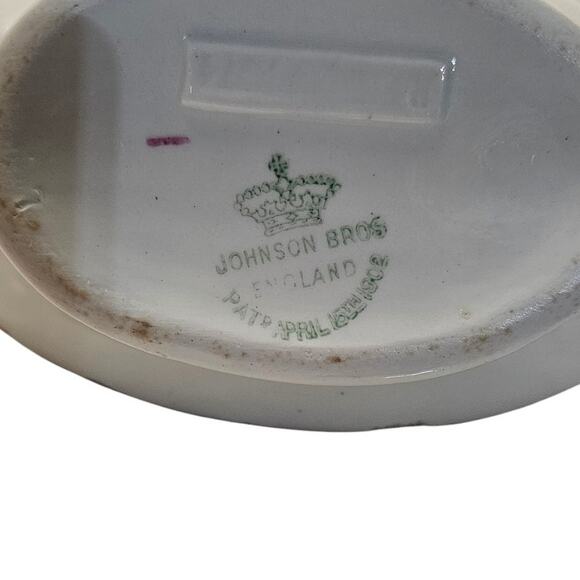 Antique Johnson Brothers Gravy Boat Gold Scallop Edge Pink Rose Swags JB313 - Picture 10 of 10